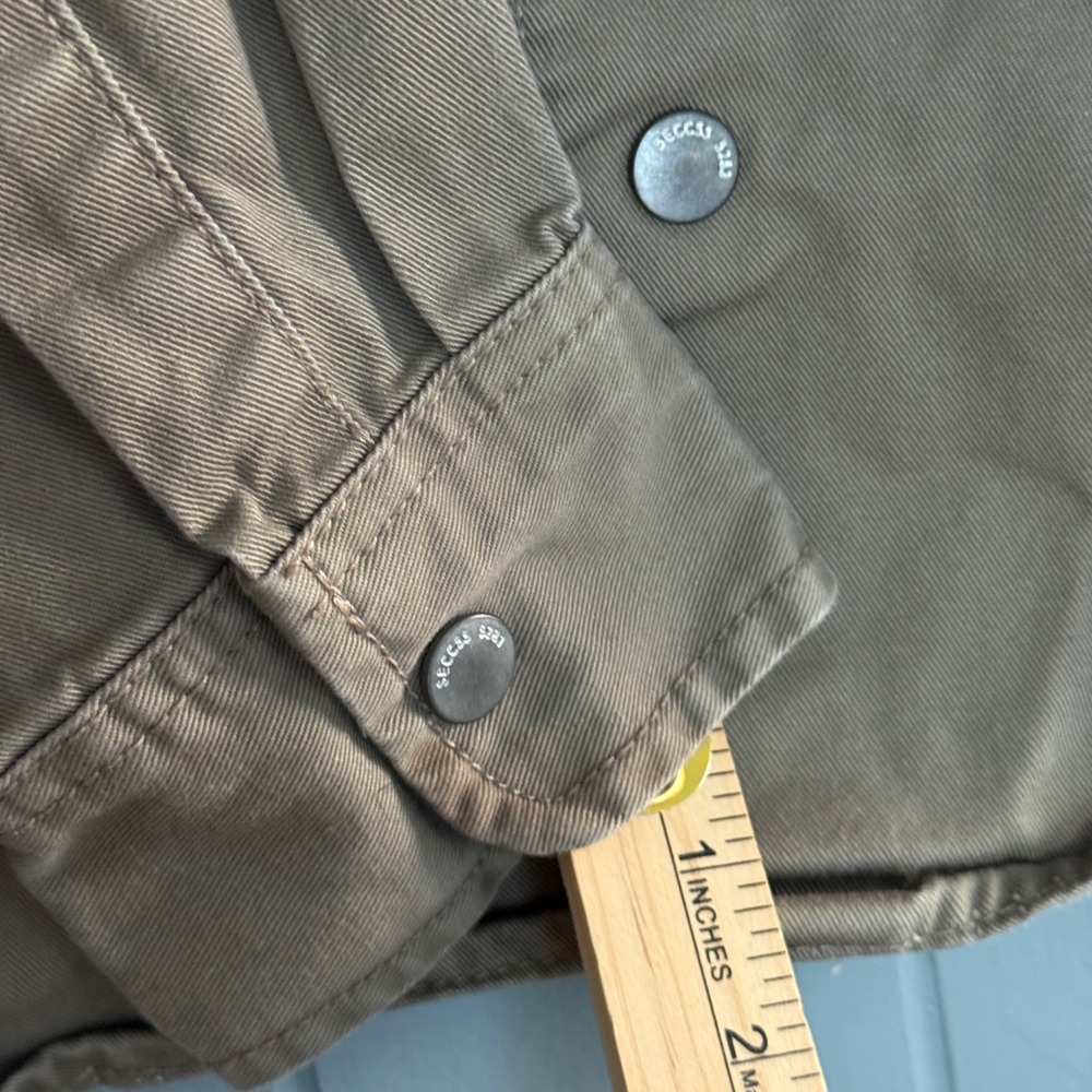 New York Embroidered Hooded Jacket Shacket Mens Large Khaki/Tan Modern Uniform - Picture 8 of 12